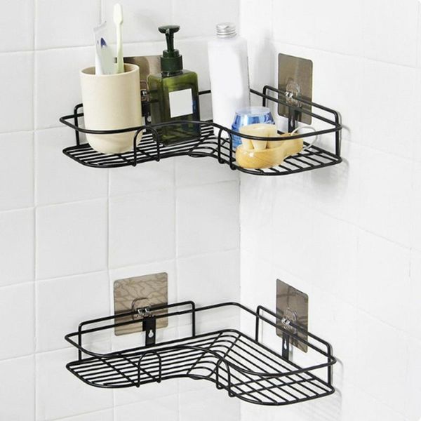 

hooks & rails bathroom and kitchen storage rack lightweight portable size no punching triangle modeling