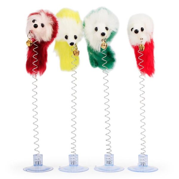 

cat toys pet products kitten funny elastic feather false mouse bottom sucker play scratch random color ~