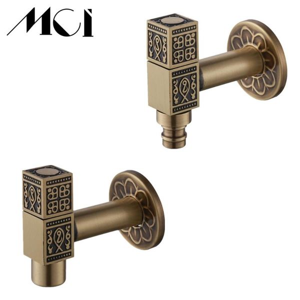 

square carved wall mount brass antique bibcock decorative outdoor garden faucet washing machine mop taps torneira mci