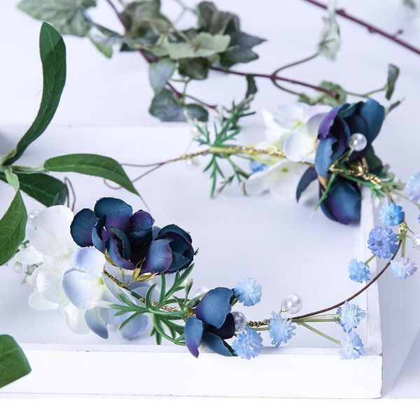 

wholesale wedding party hair accessories girl flower wreath crown bride bridesmaid hairband headdress adjustable floral qylhgu