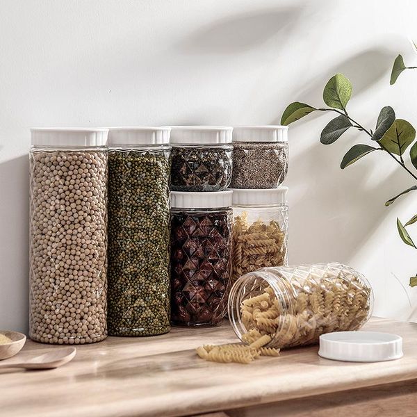 

storage bottles & jars kitchen food-grade grain tank large plastic transparent sealed household box