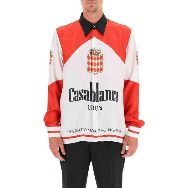 

casablanca men's shirt 100's long sleeve silk shirts, White;black
