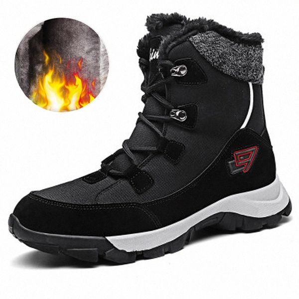 

winter snow boots wild couple boots hiking sports thick warm shoes outdoor cold 2019 casual short tube men and women shoes 74hl#, Black