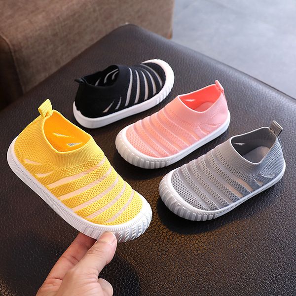

children sport shoes flat girls boy footwear lightweight breathable girl antislip soft bottom kids running sneakers summer, Black;grey