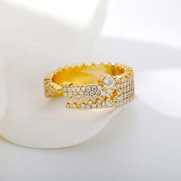 

wedding rings cubic zirconia crocodile shap opening for women animal charm metal jewelry aesthetic geometric ring luxury jewerly gift, Slivery;golden