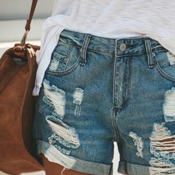 

high waist denim short jeans women summer hole ripped shorts jeans female casual tassel bottom jy4, White;black