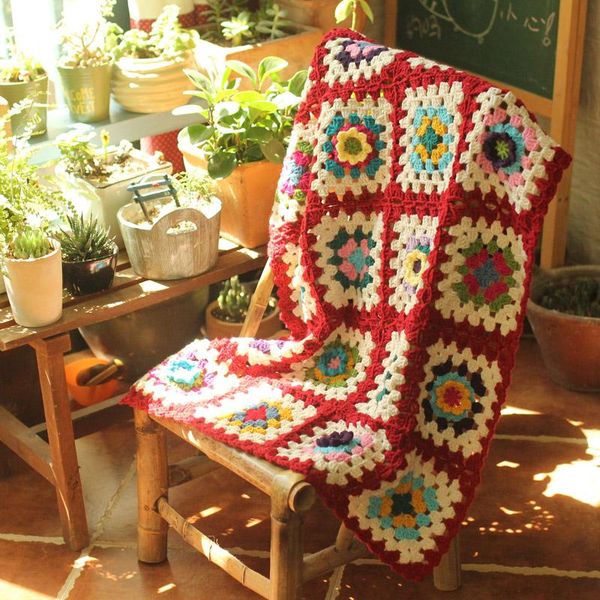 

handmade fashion crochet blanket cushion pastoral style gift