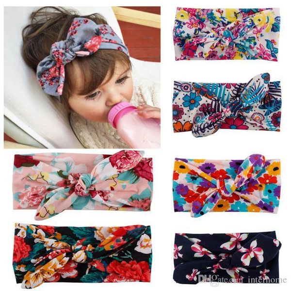 

headband bowknot printed head rabbit ears infants floral bands kids headwraps children bandanas baby hair accessories h, Slivery;white
