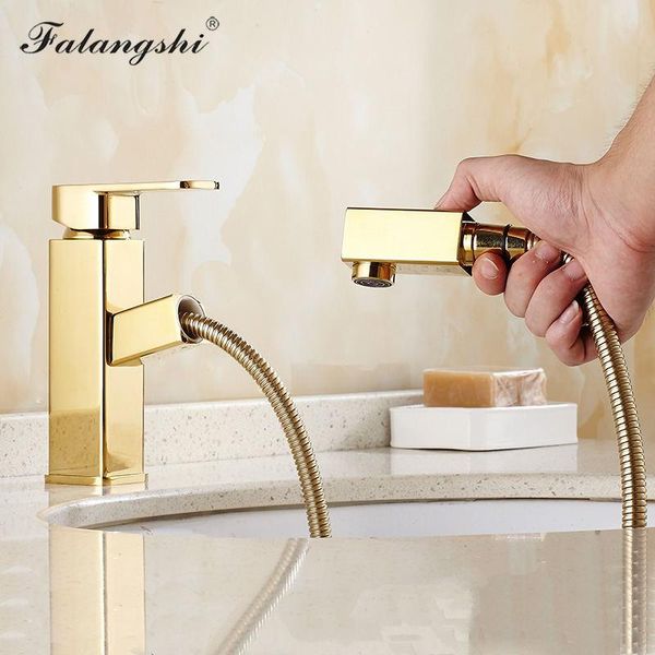 

bathroom sink faucets bath basin golden mixer pull out single handle and cold water for washbasin wb1056