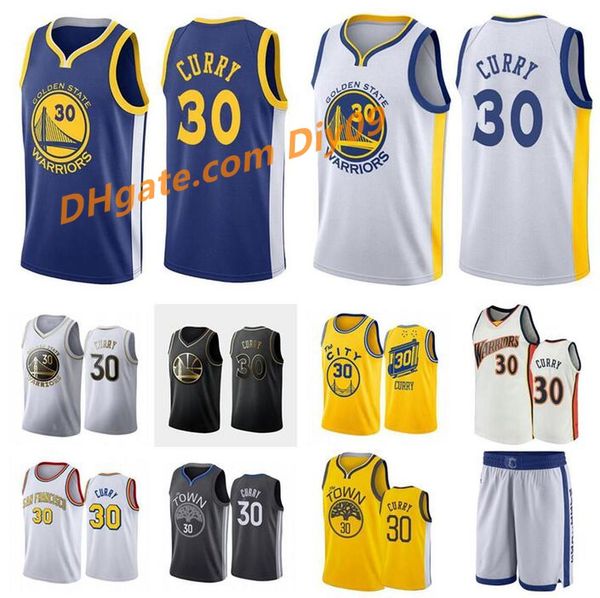 

men's basketball golden state warriors 30 stephen curry white yellow new black wingman sleeveless jersey and shorts, Black;red