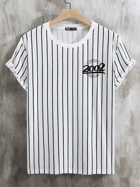 

men striped & letter graphic tee v32w#, White;black