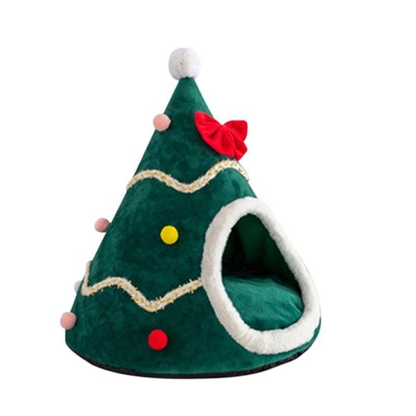 

Year Decor Dog Cat Soft Warm Nest Bed Christmas Tree Shape Pet Cave House Sleeping Plush Cushion Beds & Furniture