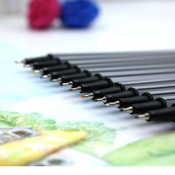 

12 colors micron liner marker pens 0.38mm fineliner color pen water based assorted ink for painting school office art jllhuu