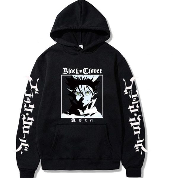 

men's hoodies & sweatshirts 2021 anime black clover asta hoodie men/women casual student sweatshirt streetwear harajuku pullover over