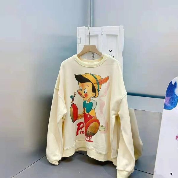

70% off autumn winter 2021 new korean cartoon printing round neck loose and versatile sweater girl friend couple blouse, Black