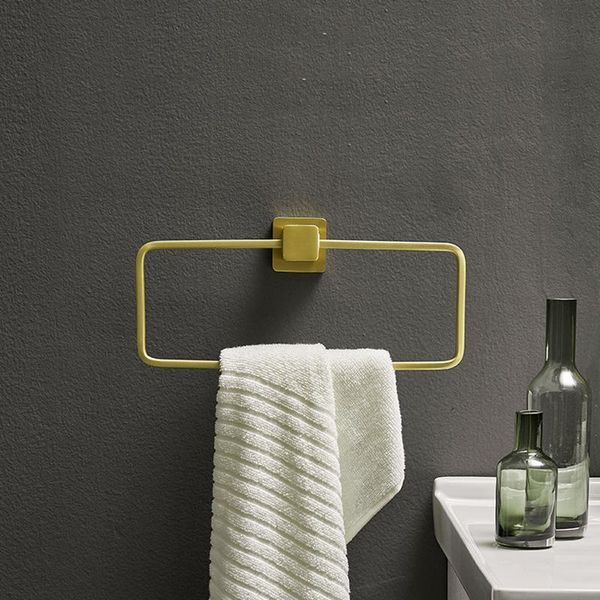 

towel rings brushed gold bathroom holder wall mounted square bath rack accessories