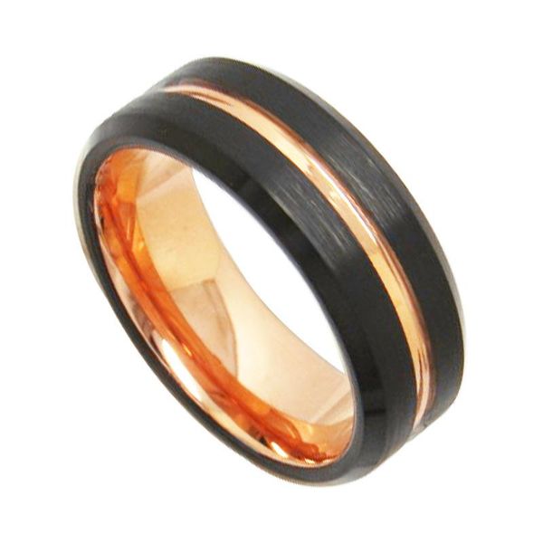 

wedding rings 8mm width black tungsten cabide engagement ring for couples rose gold plating groove band matte finishing size 6-13, Slivery;golden