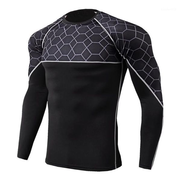 

men's t-shirts quick dry running t shirt men fitness tight sport gym clothing bodybuilding for sporting, White;black