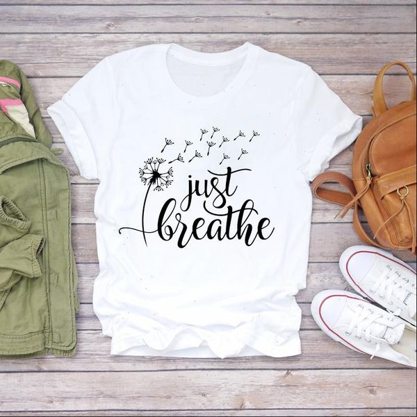 

women dandelion letter plant trend 90s trend fashion print lady t shirts womens graphic t shirt female tee t shirt, White