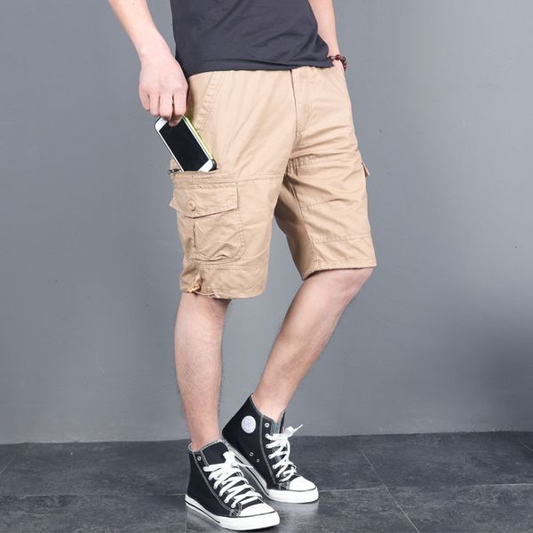 

summer military beach tactical cargo multi pocket shorts loose climbing trekking broek, White;black