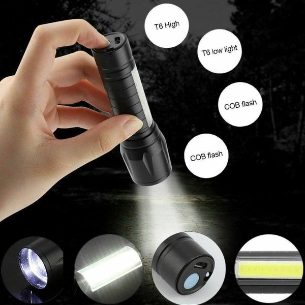 

bike lights portable t6 cob led usb rechargeable zoomable torch lamp aluminium alloy light outdoor sports 2-4 files