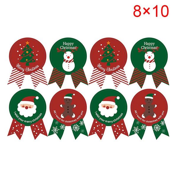 

gift wrap 80pcs christmas label paper sticker package sealing stickers for cookie candy nuts x'mas tree snowman e2s