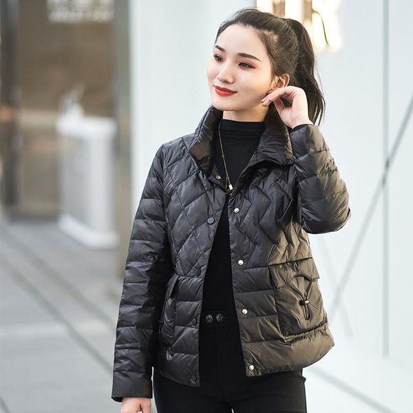 

2021 winter new white duck down short down jacket for women, Black