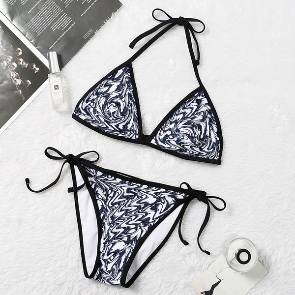 

women bikinis fashion girls swimsuits push up swimwear summer halter low waist bandage three-point swimsuit backless bikini, White;black