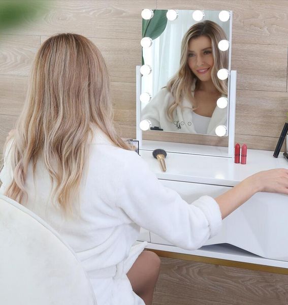 

mirrors hollywood led rectangular barber beauty mirror table with bulb