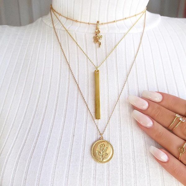 

pendant necklaces boho style for women vintage creative chain long coin statement necklace personality fashion choker jewelry, Silver