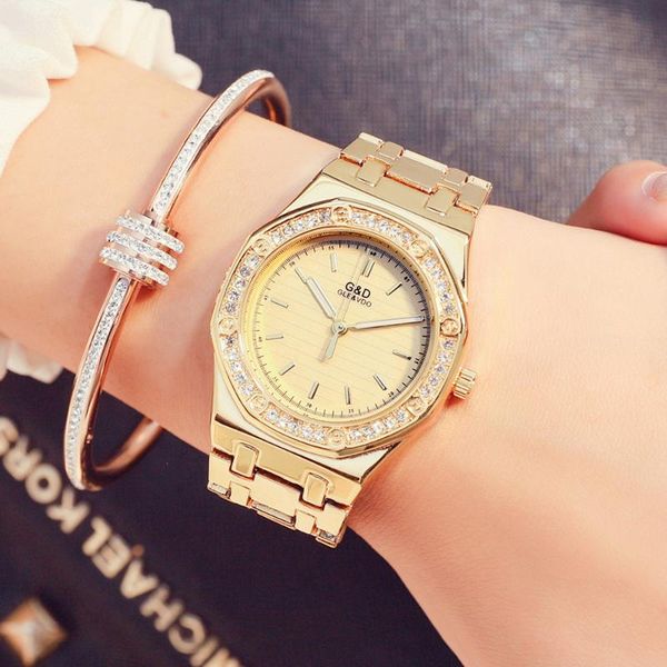

wristwatches diamond women watch 2021 rhinestone elegant ladies watches gold clock wrist for relogio feminino, Slivery;brown