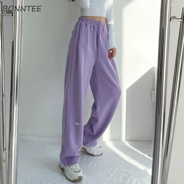 

women's pants & capris women casual cozy loose elastic waist trousers basic american daily streetwear all match college stylish chic in, Black;white