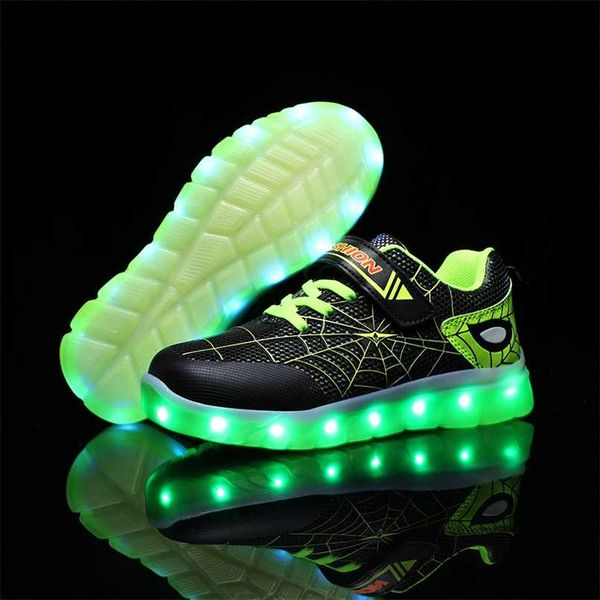

kids led usb glowing light up tennis shoes for toddler baby boy girl children luminous sneakers kids boys girls sports shoes 211022, Black