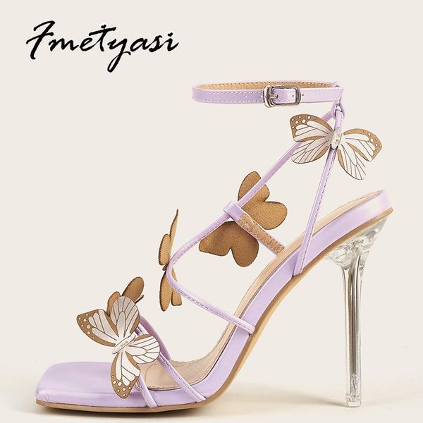 

dress shoes purple pumps for women butterfly-knot buckle strap super high heels square toe thin summer 2021 sweet beautiful, Black