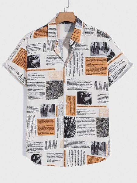 

men slogan & picture print shirt o9ve#, White;black