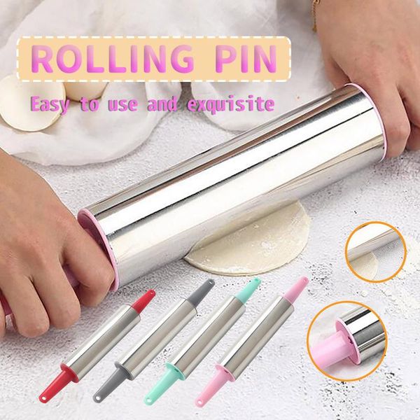 

rolling pins & pastry boards 4 colors stainless steel pin rings for baking cookie fondant dough pizza rodillo