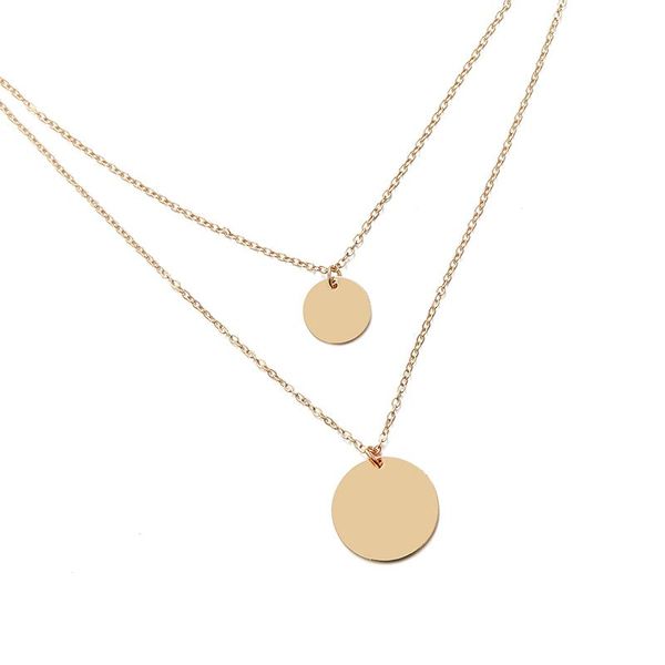 

chokers 2021 korean statement layered necklace round pendant choker gold chain collares de moda accesorios mujer, Golden;silver