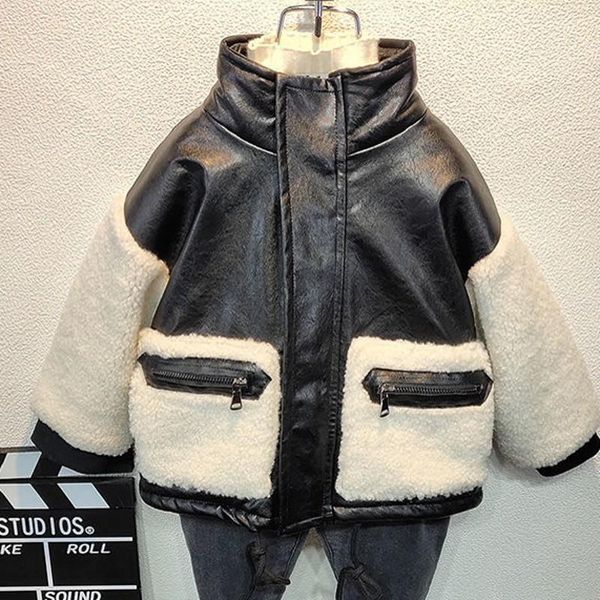 

jackets leather boy coats winter fleece kids children outerwear autumn 2021bbt006, Blue;gray