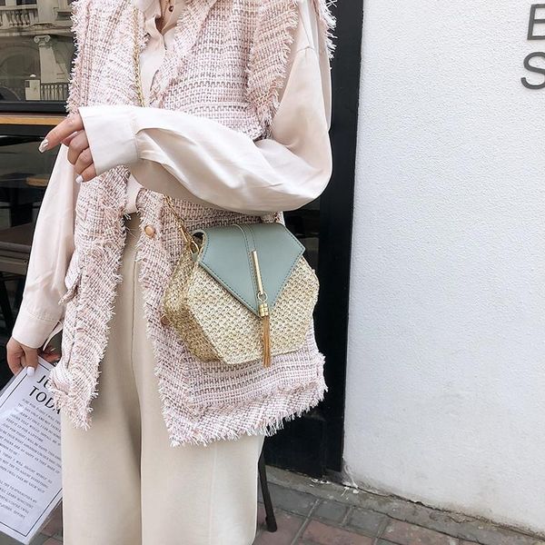 

evening bags summer round straw handbag for women rattan shoulder bag handmade woven beach handbags female message totes