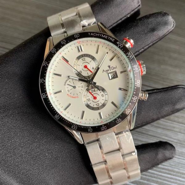 

wristwatches men wristwatch automatic mechanical stainless steel bracelet black leather white watch glass back date, Slivery;brown