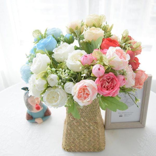 

decorative flowers & wreaths nordic ins artificial rose wedding hand bouquet home garden festival party diy decoration fake flower 9 head pe