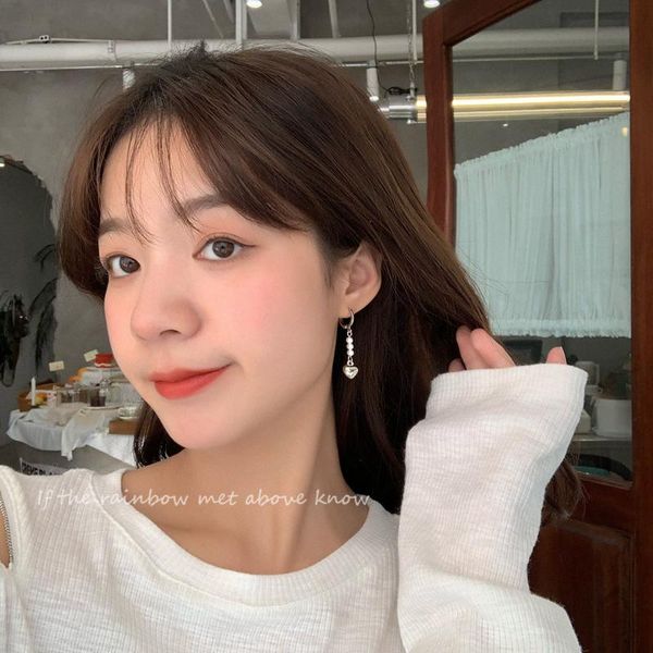 

hoop & huggie hip-hop long love earrings net celebrity design, temperament and personality 2021 trendy ear buckle jewelry, Golden;silver