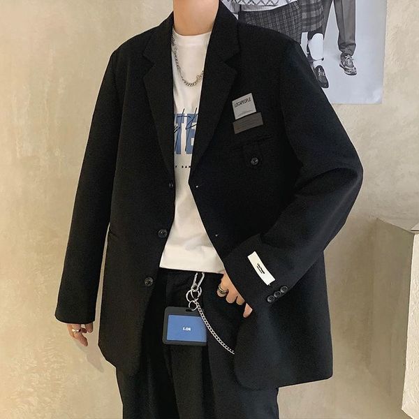

korean men clothing mens suit jacket blazers oversized blazer for men los hombres chaquetas y americanas veste homme costume, White;black