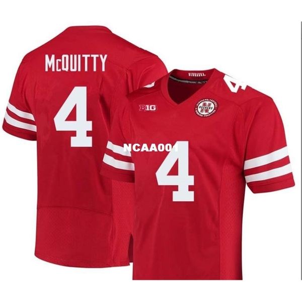 

cusotm 001 nebraska cornhuskers jaevon mcquitty #4 real full embroidery college jersey size s-4xl or custom any name or number jersey, Black