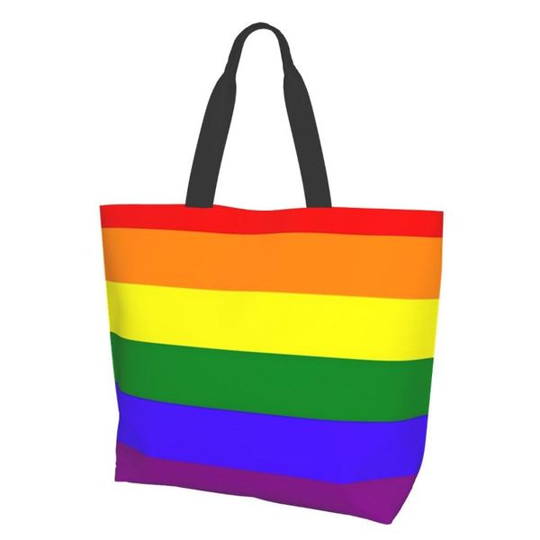 

storage bags rainbow lgbta flag canvas bag woman shoulder europe ins shoppers