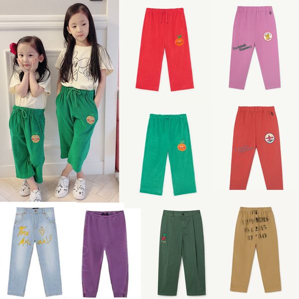 

2021 new tao brand kids pants spring summer ankle length jeans toddler girls cartoon print baby boys casual bottom children clothes zjkk, Blue