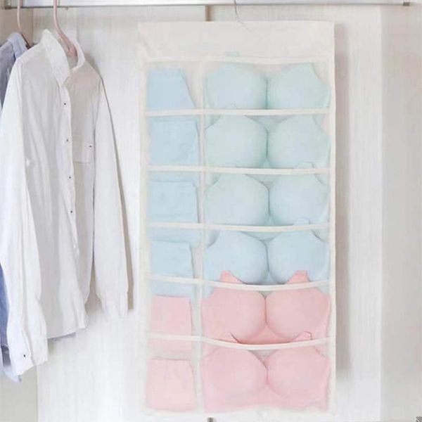 

storage bags double-sided hanging bag folding clothing clear socks bra underwear rack hanger organizer for wardrobe