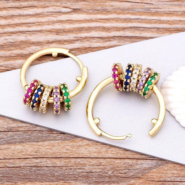 

dangle & chandelier bohemia colorful beads earrings copper cubic zircon ear hole hoop drop for women party wedding jewelry gift, Silver
