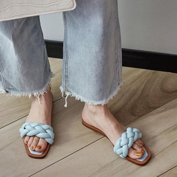 

slippers summer women slipper brand weave ladies sandal shoes open toe flat casual slides beach flip flops big size mother's day gift, Black