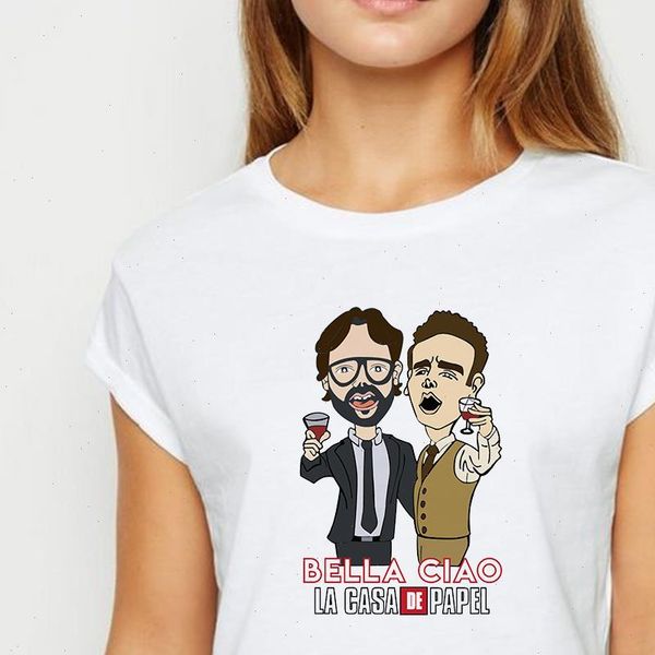 

la casa de papel bella ciao tshirt young women recreational summer t shirt harajuku oversize funny graphic o collar t shirt, White